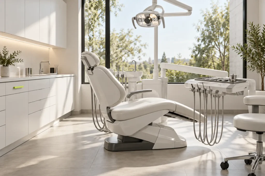 Doğal ışık alan modern bir diş kliniği tedavi odası (temsili görsel)